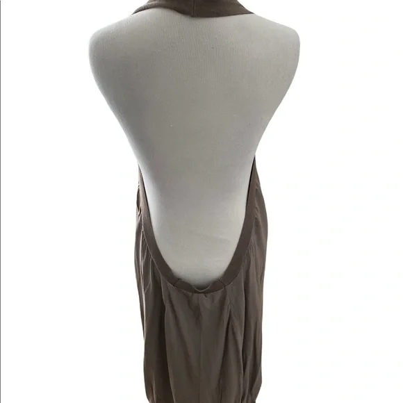 NWT TRANSIT PAR SUCH halter neck open back taupe tan dress large new with tags - Picture 3 of 9